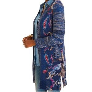 Chicos Boho Paisley Long Open Cardigan Size Medium